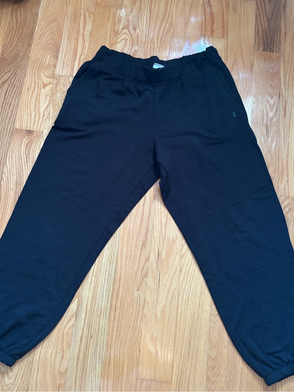 Champion Black Sweatpants with Red & Blue Logo Detail